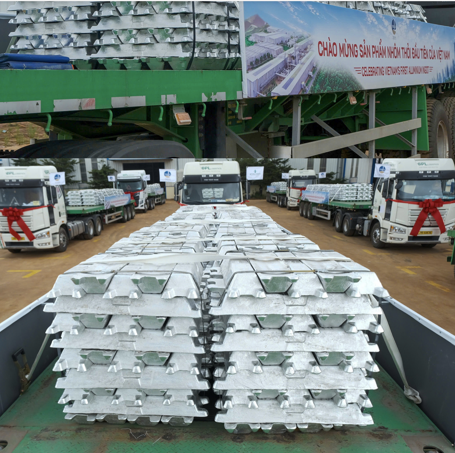 Vietnam’s first batch of domestically produced aluminum ingots. Photo: X.N